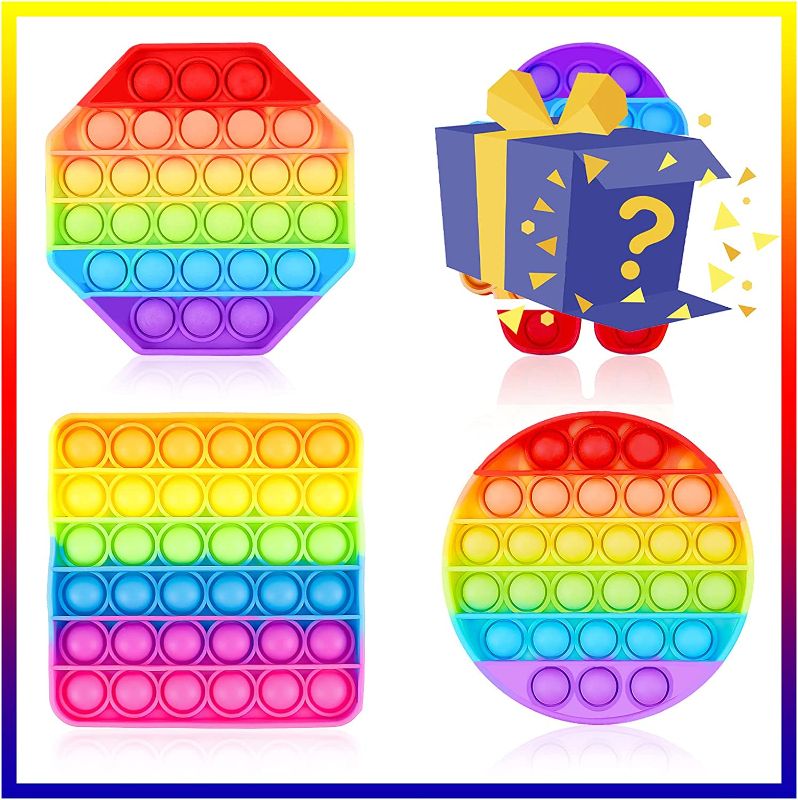 Photo 1 of 4 Pack of Toys, Autism, Anxiety, Stress Relief, Autism, Large Game for Kids and Adults, Square Rainbow Circle
