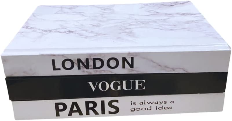Photo 1 of 3 Piece Decorative Book, Black, White, and Gray Hardcover Modern Book, Fashion Design Book Set, Display for Coffee Tables,Shelves,Nightstand and More (Paris/London/Vogue)
