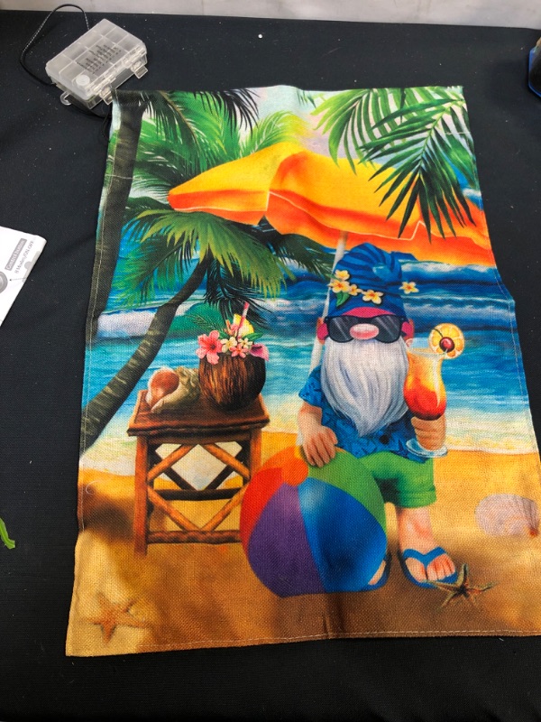 Photo 1 of COVBOARD SUMMER GNOME OUTDOOR FLAG 12" X 18" ---FACTORY SEALED OPEN FOR PHOTOS---