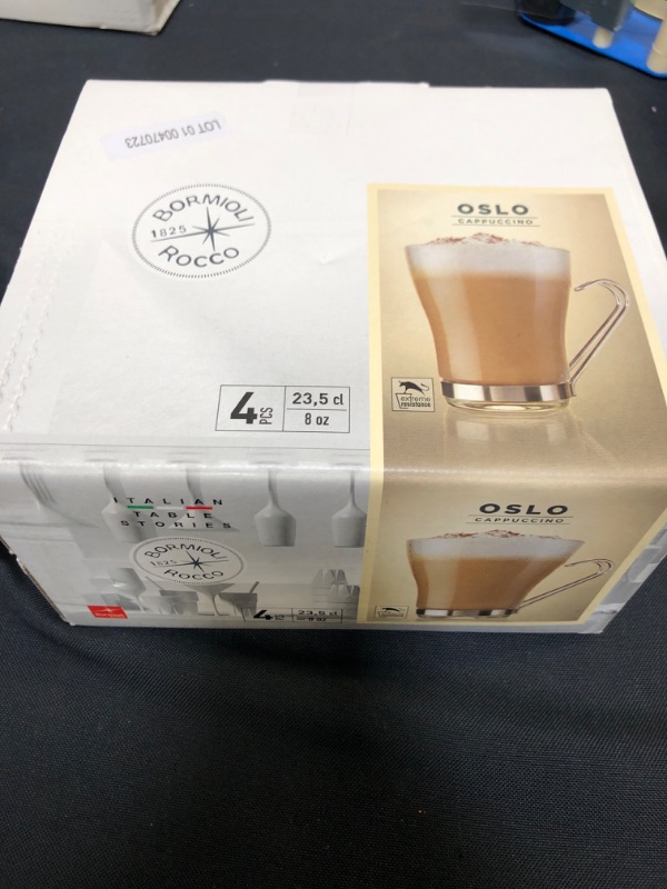 Photo 2 of Bormioli Rocco Oslo Cappuccino Glass Cups, Clear, 8 Ounces (4 Pieces) ---FACTORY SEALED---
