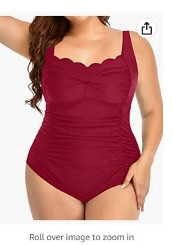 Photo 1 of Aqua Eve Women Plus Size Swimsuits One Piece Tummy Control Bathing Suits Retro Scalloped Twist Front Swimwear 
SIZE XL  BRIGHT RED 
