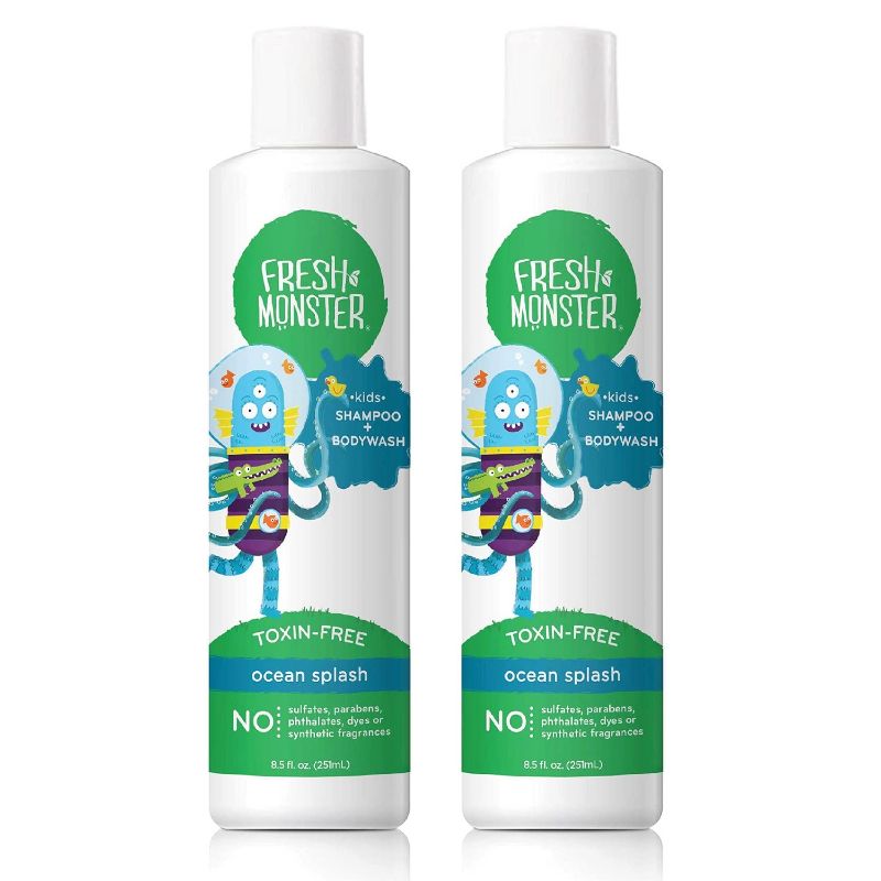 Photo 1 of Fresh Monster 2-in-1 Kids Shampoo & Body Wash, Toxin-Free, Hypoallergenic, Natural Shampoo & Body Wash for Kids, Ocean Splash (2 Pack, 8.5oz/each)
