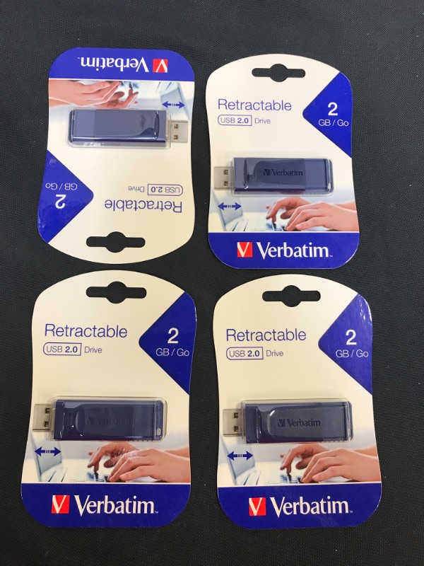 Photo 2 of Verbatim USB Flash Drive, 2GB, Blue 4 PACK 
