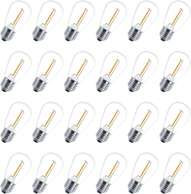 Photo 1 of 24 Pack LED S14 Replacement Light Bulbs, VISTERLITE Shatterproof Waterproof 1W Outdoor String Light Bulbs, E26 Medium Base, 2200K Warm White, 11w Equivalent, Non-Dimmable
