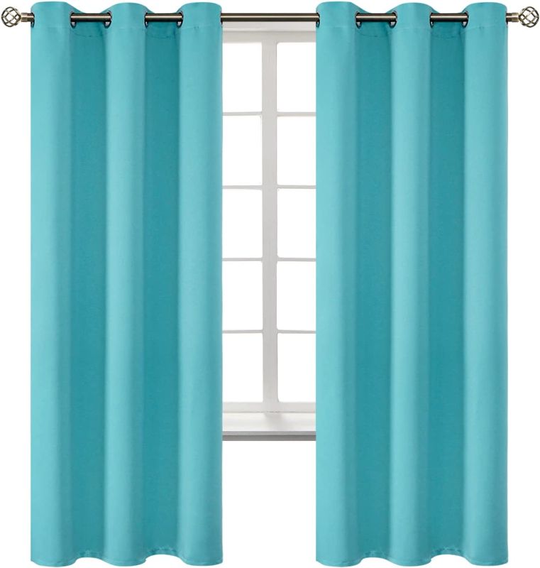 Photo 1 of BGment Blackout Curtains - Grommet Thermal Insulated Room Darkening Bedroom and Living Room Curtains, Set of 2 Panels (42 x 72 Inch, Aqua)
