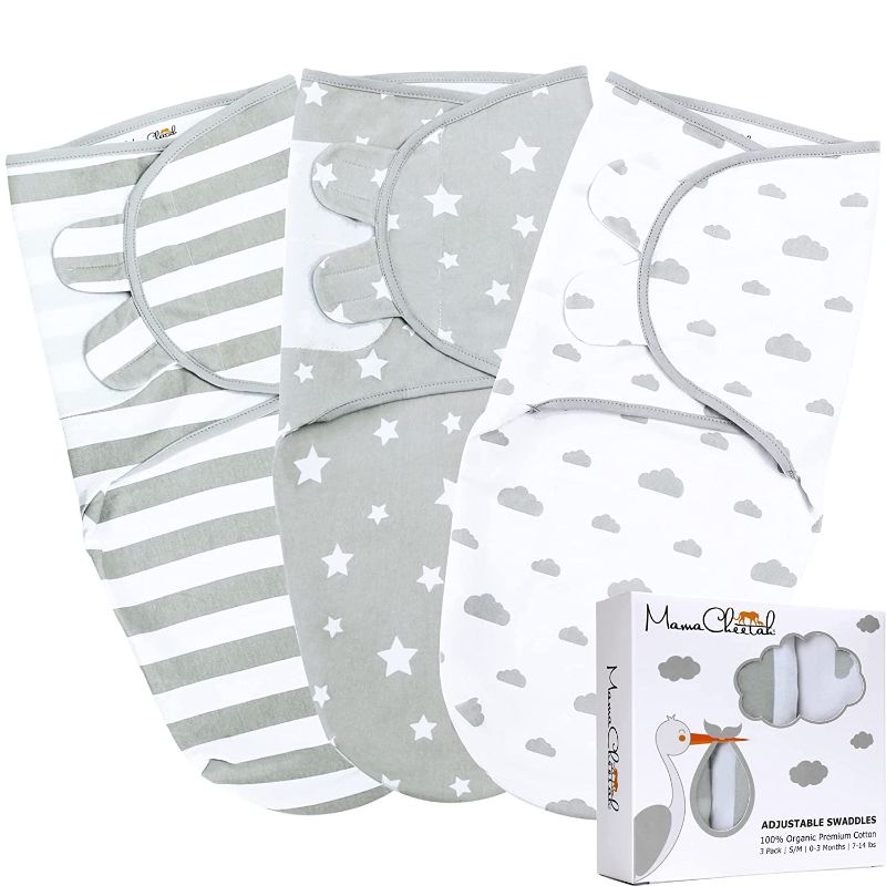 Photo 1 of Baby Swaddle Blanket, Swaddle Wrap for Newborn and Infant, Adjustable Swaddle Set for Baby Boy and Girl, Soft Organic Cotton, Large (3-6 Months)