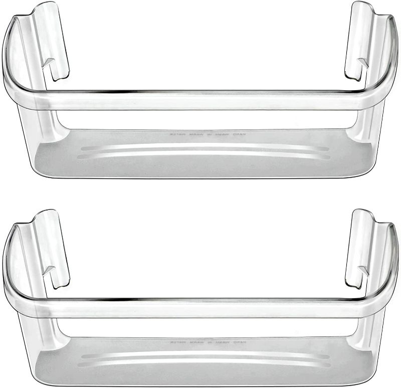 Photo 1 of 240323002 Refrigerator Door Bin Shelf Compatible with Frigidaire or Electrolux, Bottom 2 Shelves on Refrigerator Side, Clear, Double Unit, Replaces PS429725, AP2115742
