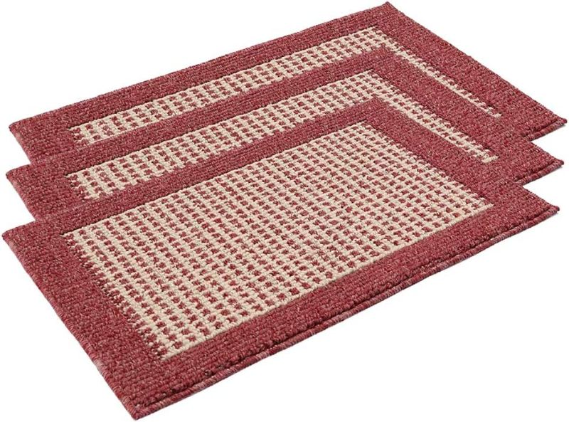 Photo 1 of 28X18 Inch Washable Kitchen Rug Mats are Made of Polypropylene Square Rug Cushion Which is Anti Slippery and Stain Resistance Red 3 pcs
