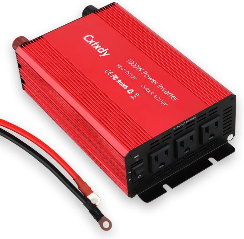 Photo 1 of Cxtxdy 1000W Car Power Inverter DC 12V to 110V 3 AC Outlet Solar Power Converter Appliances, (Tablet, Mobile, Radio,) In case of emergency, hurricane, storm and blackout
