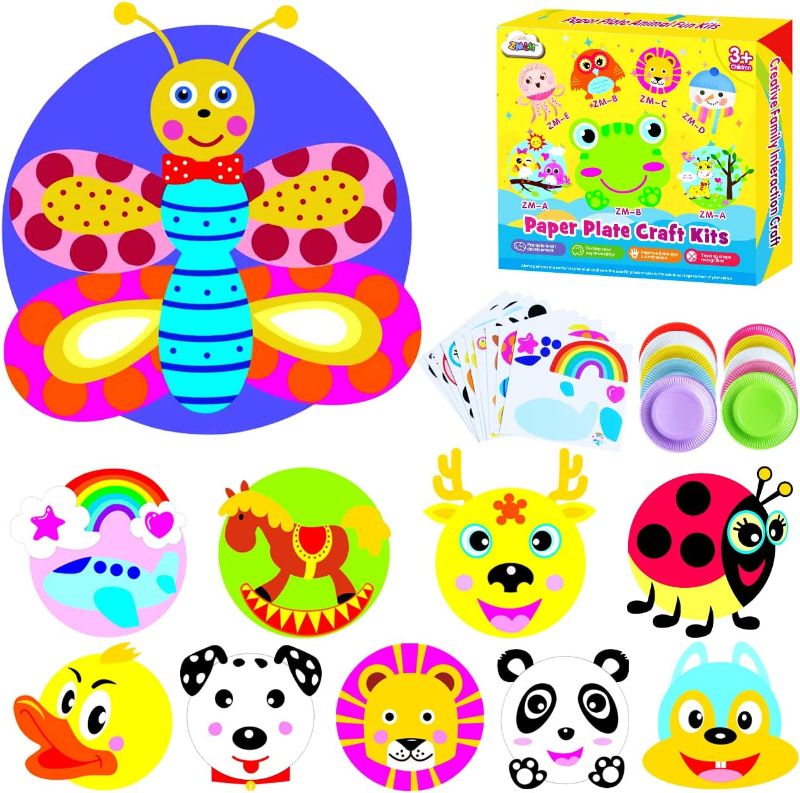 Photo 1 of Arts Crafts for Girls Boys: Toddlers Paper Plate Art Kit Preschool Art Supply Party Favor Group Activity Project Fun Children Christmas Birthday Gift Game Holiday Crafts Educational Toy for Kids