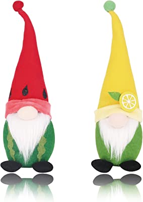 Photo 1 of 2 Packs Summer Watermelon Lemon Gnomes Home Decorations Cute Plush Decor for Kitchen Office Bedroom Living Room Farmhouse Party Table Doll Swedish Tiered Tray Ornaments Clearance
