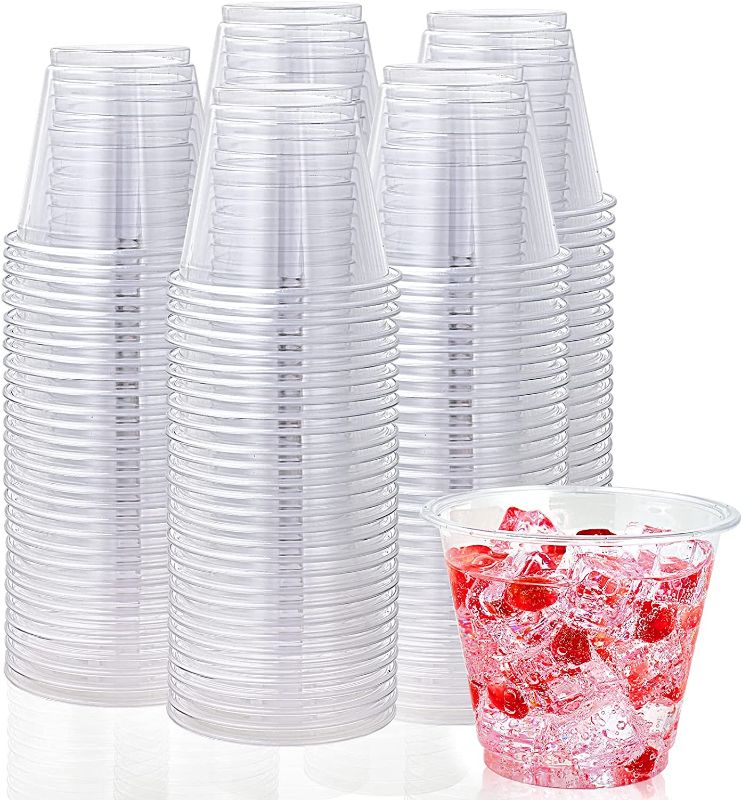 Photo 1 of 300 Pack 9 oz Clear Plastic Cups, 9 Ounce Disposable Plastic Drinking Cups, Crystal Clear PET Plastic Cups for Parties, Wedding, Christmas Day

