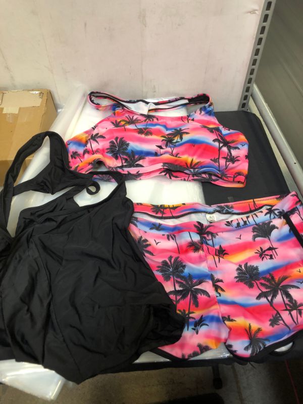 Photo 2 of Yonique 3 Piece Athletic Tankini Swimsuits for Women with Shorts Swim Tank Tops with Sports Bra and Boyshorts Bathing Suits SIZE XXL