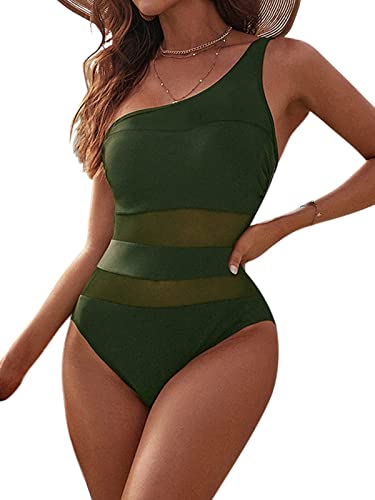 Photo 1 of Blooming Jelly Women's One Shoulder Swimsuits Sexy One Piece Bathing Suits Slimming Mesh Swimwear SIZE MEDIUM