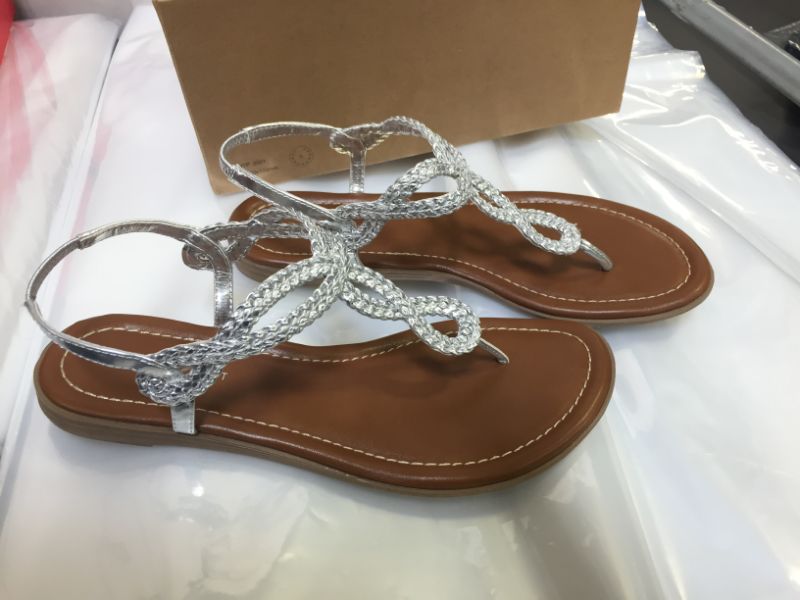 Photo 1 of CentroPoint Women's Braided T-strap Thong Slip On Flat Sandals With Elastic Brand Roman Gladiator Fashion Flip Flop Shoes SIZE 8