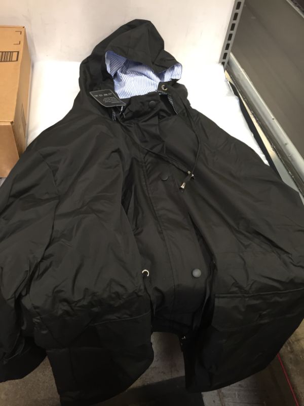 Photo 2 of Avoogue Outdoor Raincoat, Lightweight Rain Jacket Waterproof with Hood, Fashion Windbreaker Long Trench Coat for Adults Women SIZE 2XL