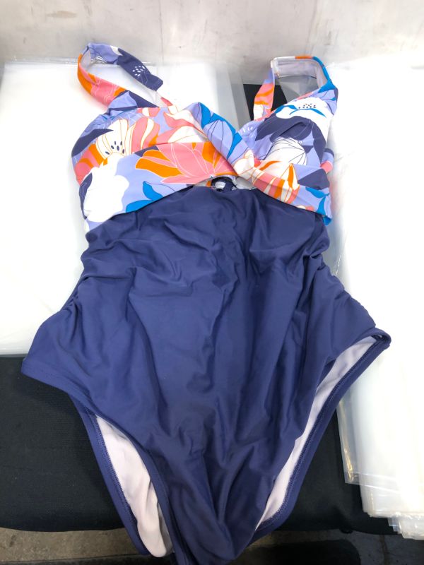 Photo 1 of CUPSHE Women Swimsuit One Piece Plus Size Bathing Suit Wrap Ruched Crisscross Self Tie Back Floral SIZE 1X