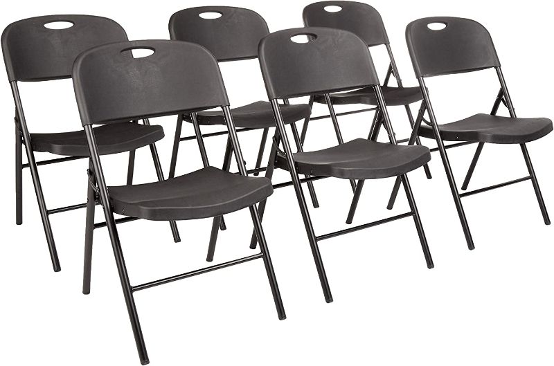 Photo 1 of Amazon Basics Folding Plastic Chair with 350-Pound Capacity - Black, 6-Pack
