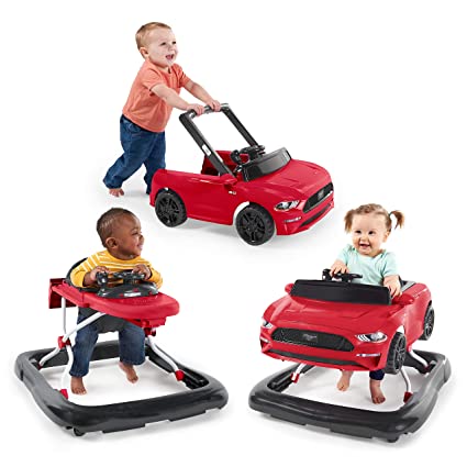 Photo 2 of Bright Starts Ways to Play 4-in-1 Walker - Ford Mustang, Red, Ages 6 Months +, Red
