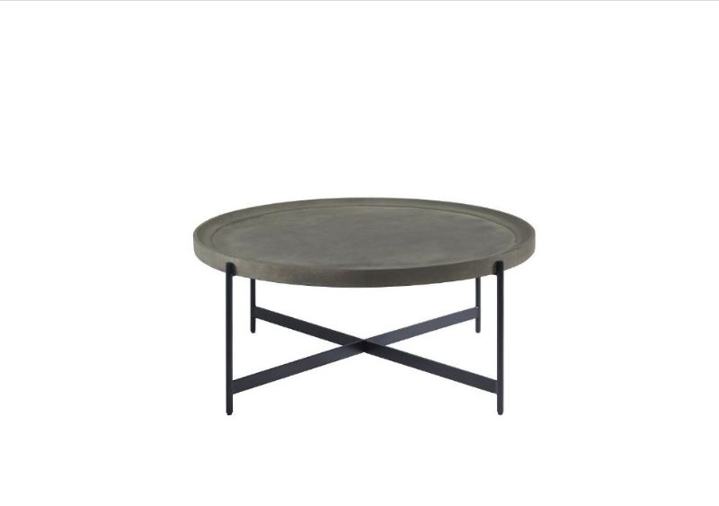 Photo 1 of 42" Brookline Round Wood with Concrete Coating Coffee Table Concrete Gray - Alaterre Furniture

