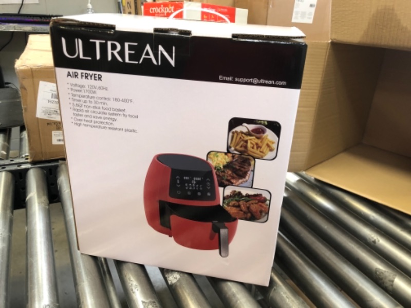 Photo 4 of Ultrean 5.8 Quart Air Fryer, Electric Hot Air Fryers Oilless Cooker with 10 Presets, Digital LCD Touch Screen, Nonstick Basket, 1700W, UL Listed (Red)