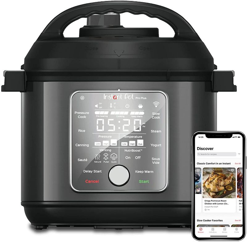 Photo 1 of Instant Pot Pro Plus Wi-Fi Smart 10-in-1, Pressure Cooker, Slow Cooker, Rice Cooker, Steamer, Sauté Pan, Yogurt Maker, Warmer, Canning Pot, Sous Vide, Includes App with Over 800 Recipes, 6 Quart
