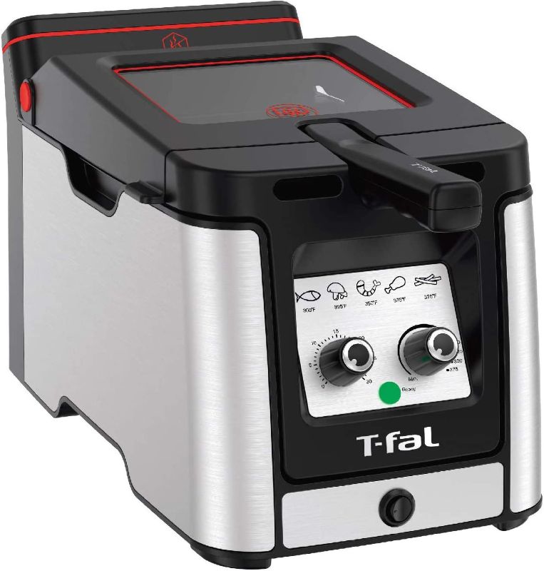 Photo 1 of T-fal - FR600D51 T-fal Odorless Stainless Steel lean Deep Fryer with Filtration System, 3.5-Liter, Silver
