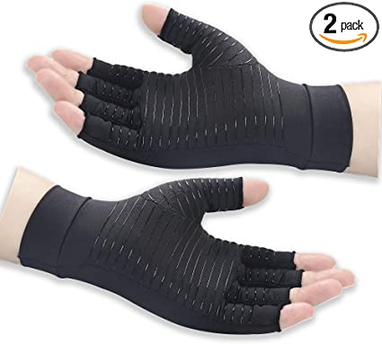 Photo 2 of Copper Arthritis Compression Gloves Women Men Relieve Hand Pain Swelling and Carpal Tunnel Fingerless for Typing
MEDIUM