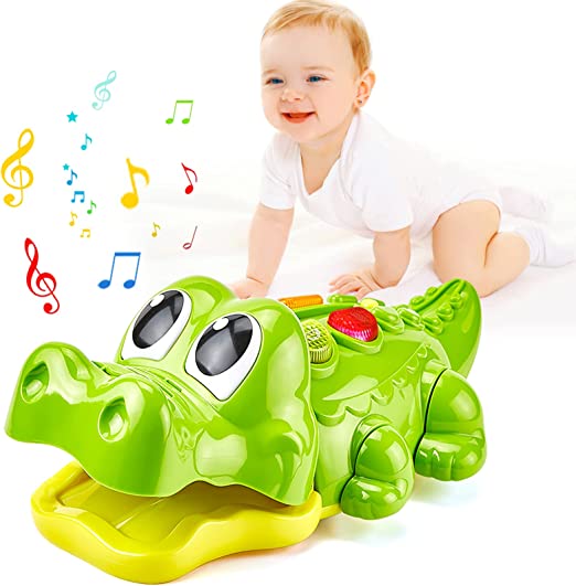 Photo 1 of GIFTINBOX Crocodile Musical Crawling Toy - Push Pull Toys for 1 Year Old Girl & Boy, Infant or Toddler with Music, Light Up & Game Modes
