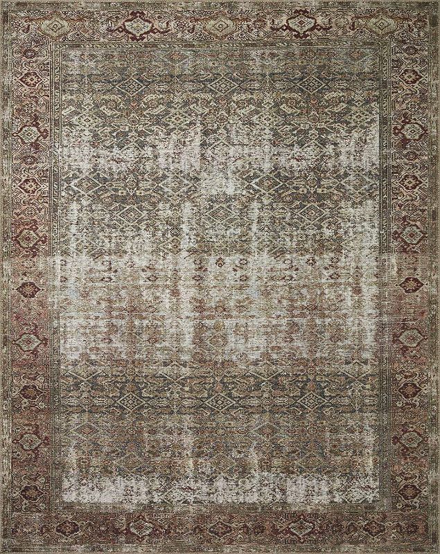 Photo 1 of Amber Lewis x Loloi Georgie Collection GER-07 Moss / Salmon 7'6" x 9'6" Area Rug
