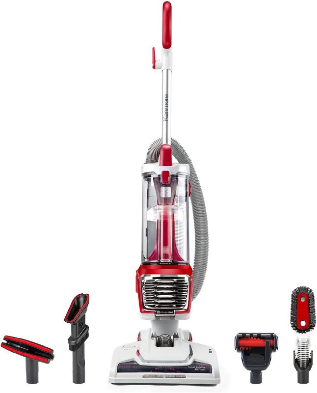 Photo 1 of Kenmore DU2015 Bagless Upright Vacuum Lightweight Carpet Cleaner with 10’Hose, HEPA Filter, 4 Cleaning Tools for Pet Hair, Hardwood Floor, Red
