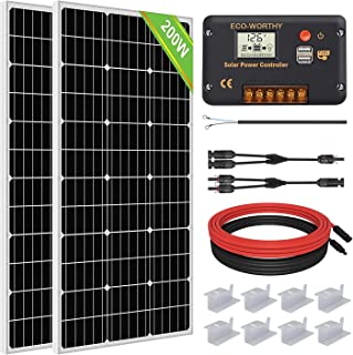 Photo 1 of 200 Watts 12 Volt/24 Volt Solar Panel Kit with High Efficiency Monocrystalline Solar Panel and 30A PWM Charge Controller for RV, Camper, Vehicle, Caravan and Other Off Grid Applications