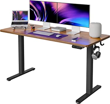 Photo 1 of FEZIBO Electric Standing Desk, 55 x 24 Inches Height Adjustable Table, Ergonomic Home Office Furniture with Splice Board, Black Frame/Espresso Top
