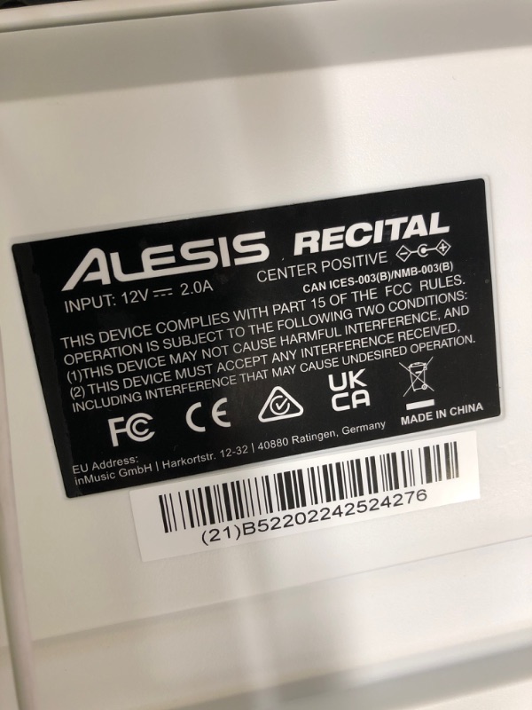 Photo 5 of Alesis Recital – 88 Key Digital Piano Keyboard with Semi Weighted Keys, 2x20W Speakers, 5 Voices, Split, Layer and Lesson Mode, FX and Piano Lessons
