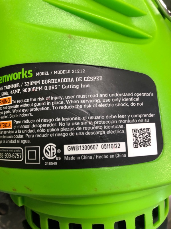 Photo 4 of Greenworks 4 Amp 13" Corded Electric String Trimmer
