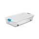 Photo 1 of 6027985 LATCH STORAGE BOX 56QT Sterilite 7 in. H X 18.75 in. W X 33.875 in. D Stackable Storage Tote w/Wheels (Pack of 4)
