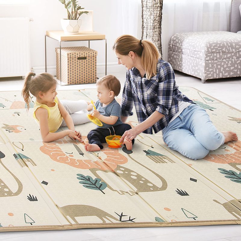 Photo 1 of 79" x71" x 0.8" XL Baby Play Mat Reversible Folding Baby Mat for Floor Waterproof Soft Non-Toxic Foam Crawling Mat for Infants, Babies, Toddlers Play & Tummy Time