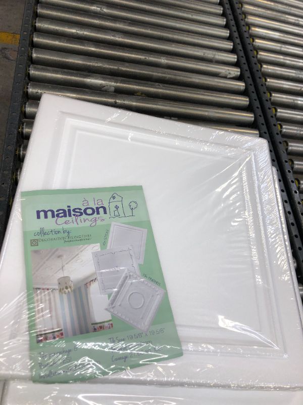 Photo 2 of A La Maison Ceilings R24 Line Art Foam Glue-up Ceiling Tile (21.6 sq. ft./Case), Pack of 8, Plain White
