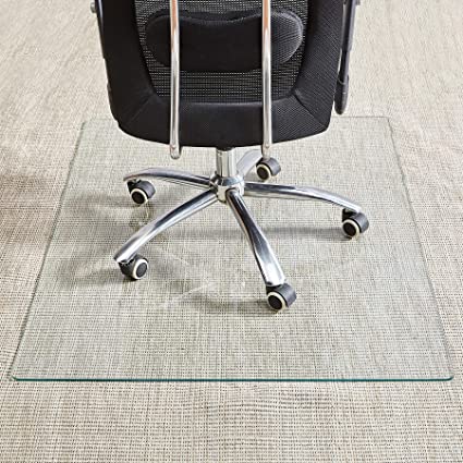 Photo 1 of Tempered Glass Chair Mat, 36"×46“, 1/5 Inch Thick Office Chair Mat Carpet & Hardwood Floor, Chair Mats for Carpeted Floor, Chair Mat for Hardwood Floor, Desk Chair Mat, 4 Anti-Slip Pads
