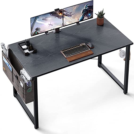Photo 1 of ODK Computer Writing Desk 39 inch, Sturdy Home Office Table, Work Desk with A Storage Bag and Headphone Hook, Espresso Gray
