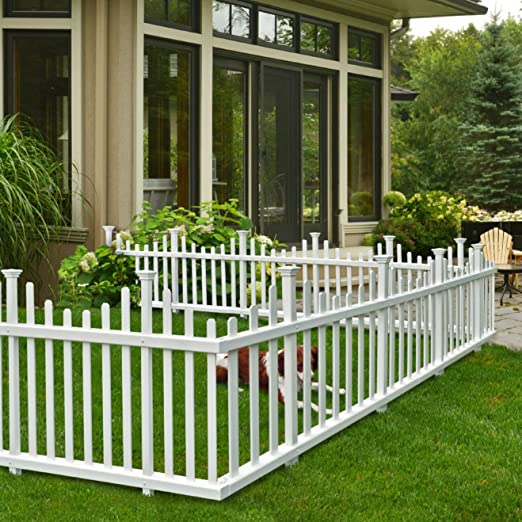 Photo 2 of Zippity Outdoor Products ZP19001 No Dig Madison Vinyl Picket Fence, White, 30" x 56.5" (1 Box, 2 Panels), 1 x Pack of 2

