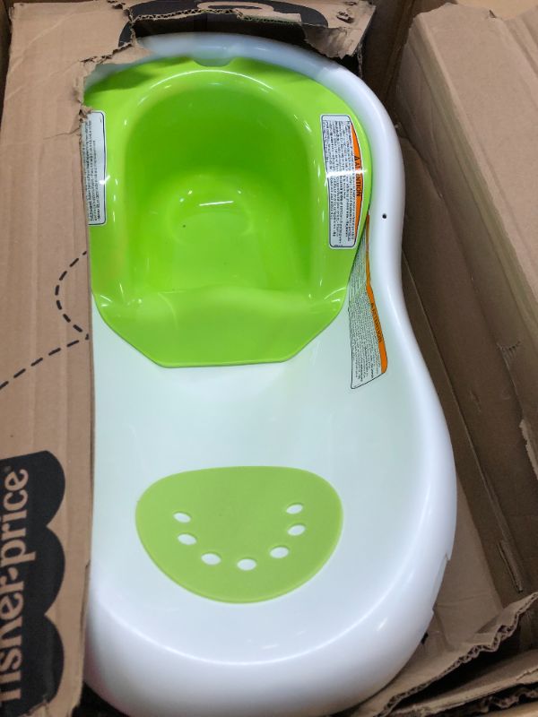 Photo 2 of Fisher-Price Baby Bath Tub, 4-in-1 Newborn to Toddler Tub with Infant Seat Bath Toys and Sling ‘n Seat Tub, Green??
