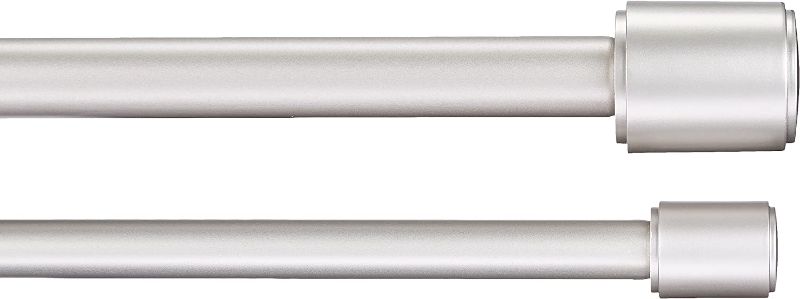 Photo 1 of Amazon Basics 1" Double Curtain Rod with Cap Finials - 72" to 144", Nickel
