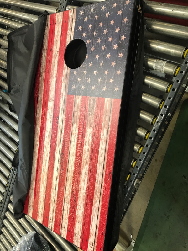 Photo 3 of GoSports American Flag Regulation Size Cornhole Set Includes 8 Bags, Carry Case & Rules