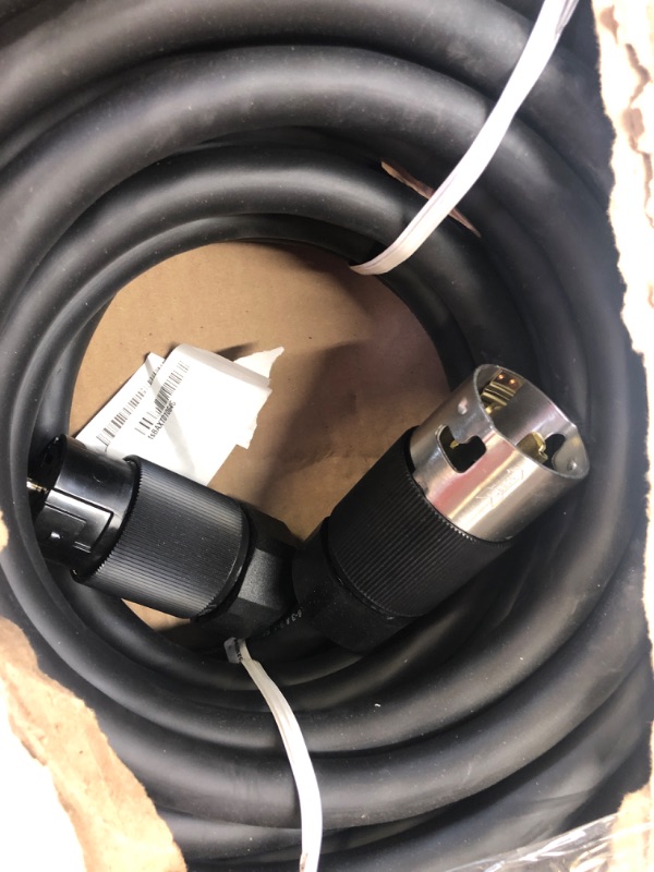 Photo 2 of 100 ft. 6/3 and 8/1 SEOW 50-Amp (California Standard) Power Distribution Heavy-Duty Twist-Lock Generator Extension Cord - box damage.
