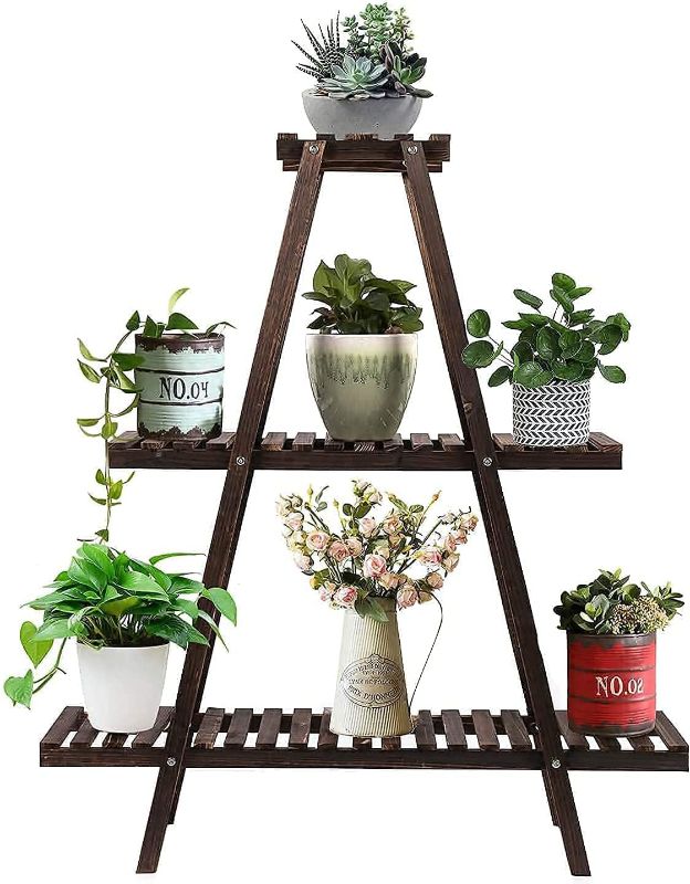 Photo 1 of 3 Tier Wood Plant Stand, Large Multi Tiered Plant