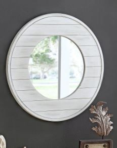 Photo 1 of 27" x 0.5" x 27" Ellison Farmhouse Shiplap Mirror Aged White - FirsTime & Co.

