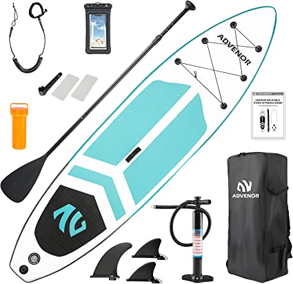 Photo 1 of ADVENOR Paddle Board 11'x33 x6 Extra Wide Inflatable Stand Up Paddle Board with SUP Accessories Including Adjustable Paddle,Backpack,Waterproof Bag,Leash,and Hand Pump,Repair Kit
