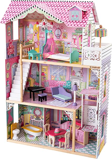 Photo 1 of KidKraft Annabelle Wooden Dollhouse with Elevator, Balcony and 17 Accessories, Gift for Ages 3+
