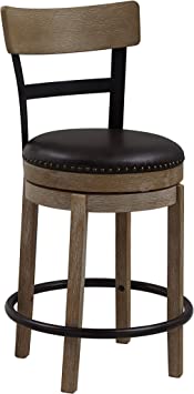 Photo 1 of Ball & Cast Swivel Counter Height Barstool 24 Inch Seat Height Taupe fabric with nailhead trim Set of 1
